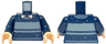 Torso Sweater over White Shirt with Collar, Sand Blue Stripes Pattern / Dark Blue Arms / Light Nougat Hands