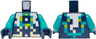 Torso Pixelated Dark Turquoise, Lime, Tan and White Armor Pattern / Dark Turquoise Arms / Dark Blue Hands