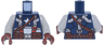 Torso Body Armor with White Star and Abdomen, Light Bluish Gray and Red Harness Straps, Reddish Brown Shoulder Strap, Belt with Pouches and Silver Buckle Pattern / Light Bluish Gray Arms / Reddish Brown Hands