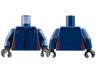 Torso Racing Suit with Red Broken Stripes on Sides and Chevrons on Shoulders Pattern / Dark Blue Arms / Black Hands