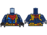 Torso Super Hero Costume with Blue Muscles, Harness and Belt with Pouches, Buckle and X-Men Logo, Red Neckerchief Pattern / Dark Blue Arms / Black Hands