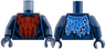 Torso Spider-Man Costume Large Red and Dark Red Spider, Black Muscles Outline, Blue Dots and Tattered Cape on Back Pattern / Dark Blue Arms / Dark Blue Hands