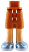 Mini Doll Hips and Shorts with Molded Medium Tan Legs and Printed Metallic Light Blue Shoes with White Laces and Soles Pattern - Thin Hinge