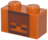 Brick 1 x 2 with Reddish Brown and Dark Brown Pixelated Skull Decorative Pot Pattern