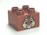 Duplo, Brick 2 x 2 with Chipmunk Head with Red Nose and Two Teeth Pattern (Dale)