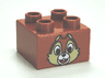 Duplo, Brick 2 x 2 with Chipmunk Head with One Tooth Pattern (Chip)