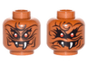 Minifigure, Head Dual Sided Alien Snake with Black Wavy Lines, 2 Red Eyes and 2 White Fangs, Narrow Eyes / Wide Eyes, Open Mouth Pattern