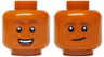 Minifigure, Head Dual Sided Reddish Brown Eyebrows and Freckles, Open Mouth Smile with Teeth and Red Tongue / Smirk Pattern
