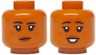 Minifigure, Head Dual Sided Female Black Eyebrows and Eyelashes, Reddish Brown Freckles, Dark Brown Lips, Neutral / Open Mouth Smile with Teeth Pattern