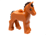 Horse, Baby Foal with Stud on Back with Molded Dark Brown Mane and Tail and Printed Black Eyes with White Pupils Pattern