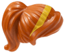 Minifigure, Hair Female Ponytail and Swept Sideways Fringe with Yellow Hairband Pattern