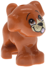 Dog, Mini Doll Style, Puppy, Standing with Reddish Brown Eyes with White Glints Centered, Black Nose and Mouth, Tan Muzzle, and Bright Pink Tongue Pattern (Disney Bruno)