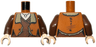 Torso Jacket Open with Dark Tan Fur Lining over Reddish Brown Layered Shirt, Silver Pendant Necklace, Light Nougat Neck Pattern / Reddish Brown Arms / Light Nougat Hands