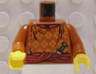 Torso Shirt with Yellow Floral Designs and Red Collar, Sash, Dagger Pattern / Dark Orange Arms / Yellow Hands