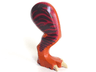 Dinosaur Leg Large (Rear) Tyrannosaurus rex Right with Black Pin with Tan Claws and Dark Brown Stripes on Dark Red Pattern