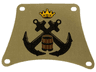 Cloth Sail 14 x 10 with Black Crossed Anchors, Yellow Crown and Reddish Brown Barrel Pattern