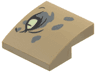 Slope, Curved 2 x 2 x 2/3 with Bright Light Yellow Eye, Dark Bluish Gray Spots Pattern Model Left Side