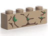 Brick 1 x 4 with Reddish Brown Cracks with Green Highlights Pattern #2 (BrickHeadz Groot Chest)
