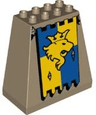 Duplo, Brick 3 x 6 x 5 Slope 75 Quadruple with Lion and Crown Banner Pattern