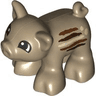 Duplo Pig Baby Piglet Short with Reddish Brown, Dark Brown, and Tan Stripes and Black Eyes with White Pupils Pattern (Boar)