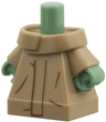 Body Baby / Toddler Long Robe with Fixed Arms with Molded Sand Green Neck and Hands and Printed Reddish Brown Seams and Gathers Pattern