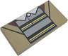 Tile 2 x 4 with Vest with Black, Yellow and Light Bluish Gray Stripes, Dark Red Triangles and White Shirt Collar Pattern (BrickHeadz Mike Torso)