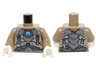 Torso Light Bluish Gray Scaled Armor, Copper Key Pendants and Blue Round Jewel (Chi) Pattern / Dark Tan Arms / White Hands