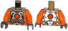 Torso Silver Body Armor with Orange Straps Pattern / Orange Arms / Dark Bluish Gray Hands