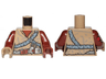 Torso Female Tunic and Sand Blue Plaited Belts Pattern / Reddish Brown Arms and Red and White Armor Plate Pattern on Right / Reddish Brown Hand Left / Dark Tan Hand Right