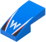 Slope, Curved 2 x 1 x 2/3 with Williams Formula 1 Logo Stylized Capital Letter W, White and Red Stripes, Black Triangles Pattern