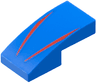 Slope, Curved 2 x 1 x 2/3 with 2 Red Stripes Pattern
