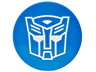 Tile, Round 2 x 2 with Bottom Stud Holder with White Robot Mask Transformers Autobot Symbol Pattern (BrickHeadz Optimus Prime Robot Ear)