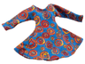 Scala, Clothes Female Dress with Long Sleeves with Red, Orange, and Yellow Circles Pattern