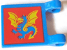 Flag 2 x 2 Square with Flat Edge with Red Square and Yellow / Blue Dragon Pattern