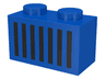 Brick 1 x 2 with Black Grille with 7 Vertical Lines Pattern