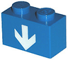 Brick 1 x 2 with White Down Arrow Pattern