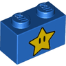 Brick 1 x 2 with Yellow Star with Black Eyes Pattern