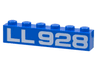 Brick 1 x 6 with White 'LL 928' Pattern