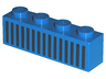 Brick 1 x 4 with Black Grille with 15 Vertical Lines Pattern