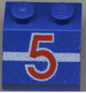 Slope 45 2 x 2 with Red Number 5 and White Stripe Pattern