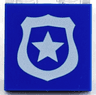 Tile 2 x 2 with White Police Badge with Star Pattern
