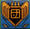 Tile 2 x 2 with Dark Blue Lines and Gold and Black Engine with Ninjago Logogram Letter J in Square Pattern