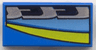 Tile 1 x 2 with Medium Blue, Black, Silver, and Yellow Stripes Pattern Model Right Side