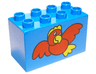 Duplo, Brick 2 x 4 x 2 with Red Bird with Yellow Beak, Crest, and Tail Feathers Pattern