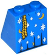 Slope 65 2 x 2 x 2 with Bottom Tube with Minifigure Dress / Skirt / Robe, Moons, Stars and Rope Belt Pattern