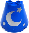 Cone Half 4 x 2 x 3 with Silver Crescent Moon and Stars Pattern