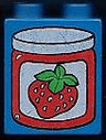 Duplo, Brick 1 x 2 x 2 with Strawberry Jam Jar with Lid Pattern