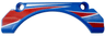 Technic, Panel Car Mudguard Arched 9 x 2 x 3 Straight Top with Red and White Racing Stripes and Triangles Pattern