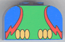Slope, Curved 4 x 2 x 2 Double with 4 Studs with Parrot Body Pattern