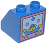 Duplo, Brick 2 x 2 x 1 1/2 Slope 45 with Clown Juggling on TV Screen Pattern